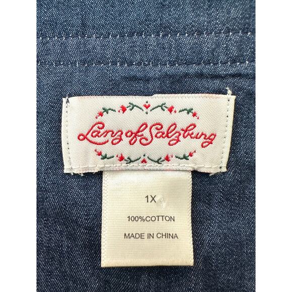 LANZ OF SALZBURG Chambray Sailor Dress 1X 100% Cotton Nautical Cottagecore Style - Picture 6 of 6